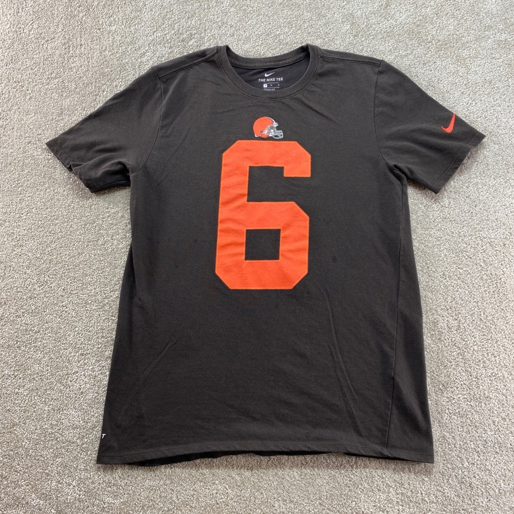 Nike Cleveland Browns Shirt Boys Medium Brown Baker Mayfield Number 6 Dri-FIT